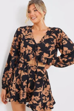 Abstract Floral Frill Co-Ord Shorts