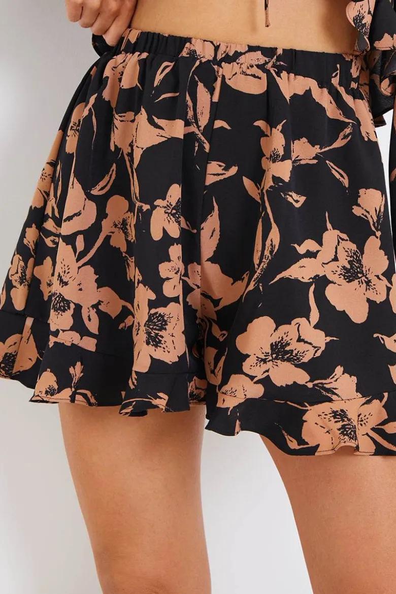 Abstract Floral Frill Co-Ord Shorts