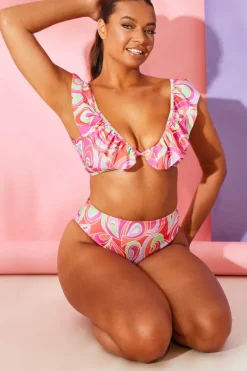 Abstract Print High Waisted Bikini Bottoms