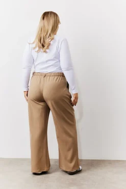 Adjustable Waist Pleat Wide Leg Trouser