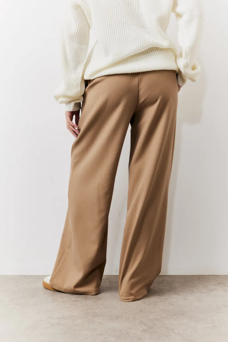 Adjustable Waist Pleat Wide Leg Trouser