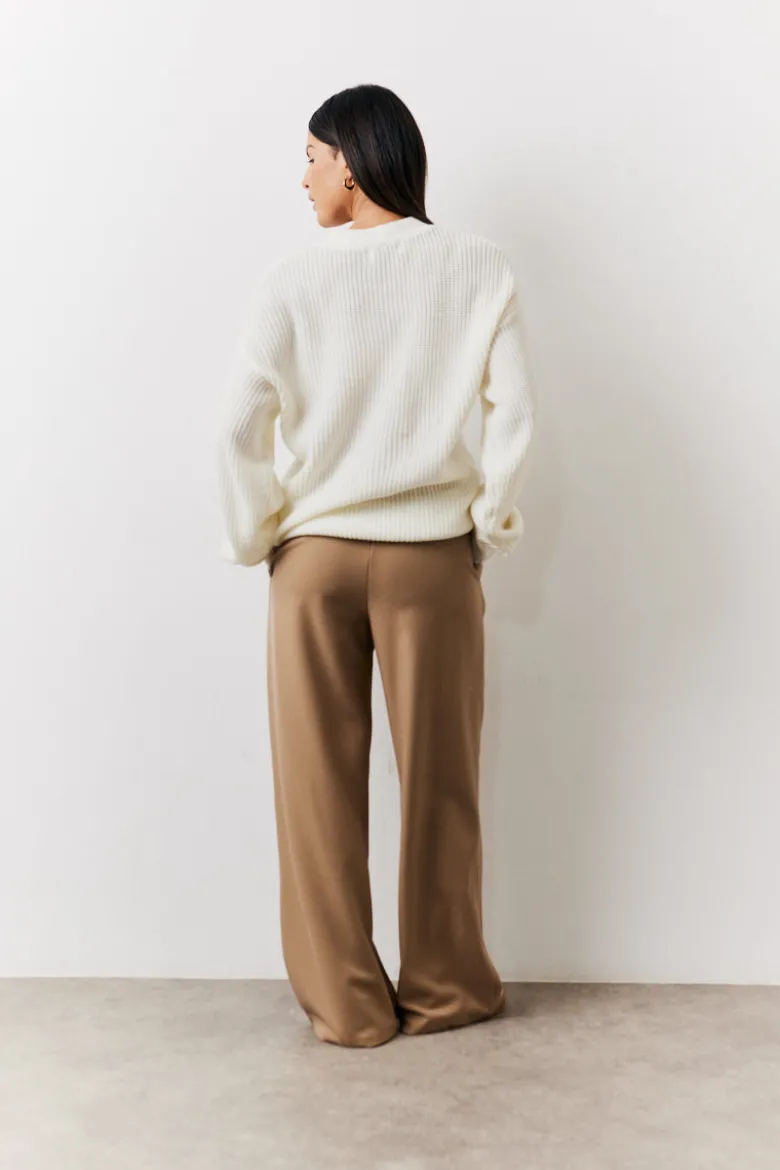 Adjustable Waist Pleat Wide Leg Trouser