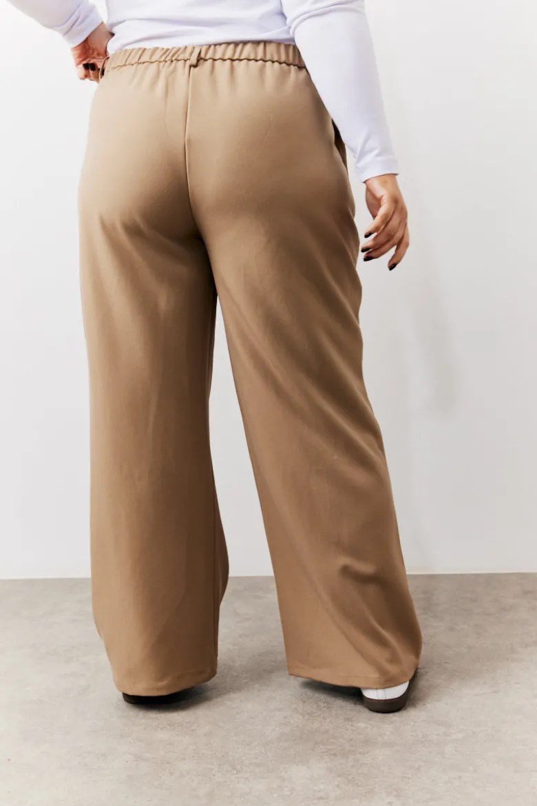 Adjustable Waist Pleat Wide Leg Trouser