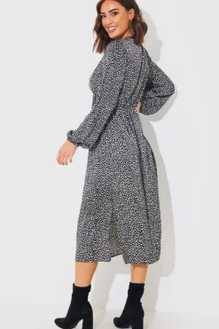 Animal Print Smock Midi Dress