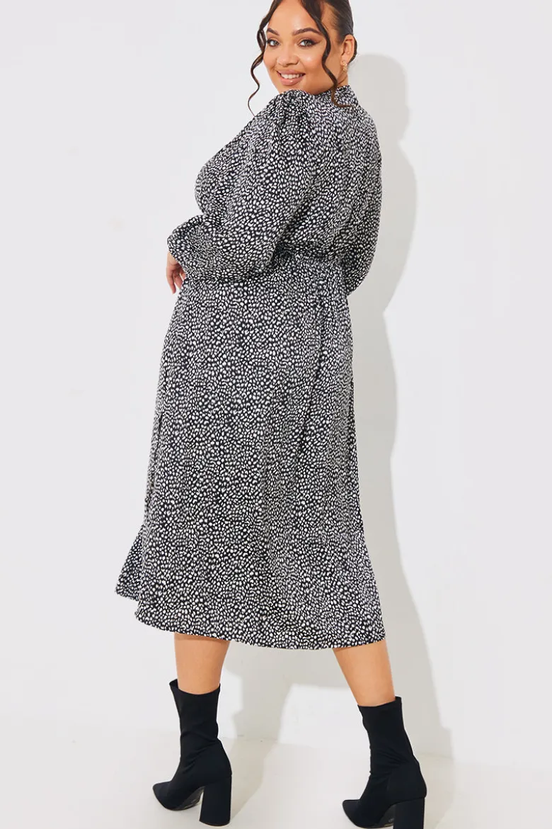 Animal Print Smock Midi Dress