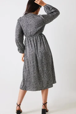 Animal Print Smock Midi Dress