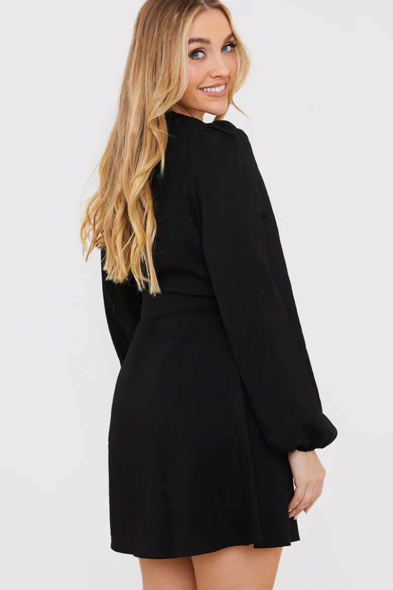 Balloon Sleeve Button Down Mini Dress