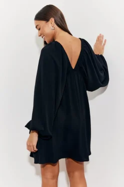 Balloon Sleeve Smock Mini Dress