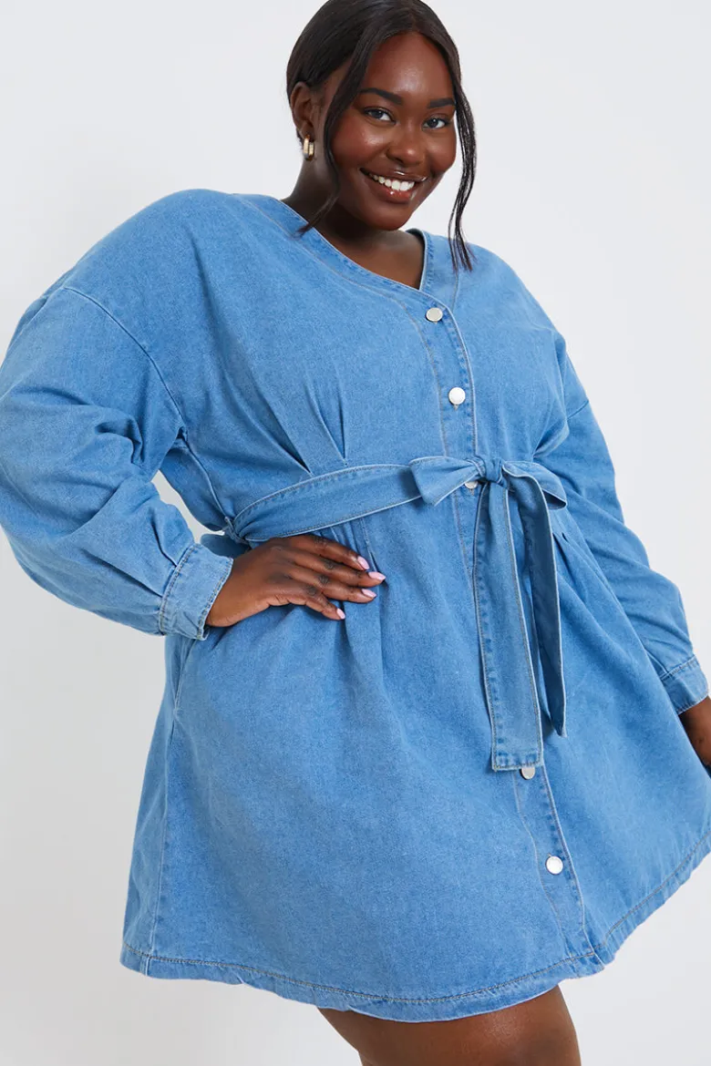 Belted Denim Shirt Dress