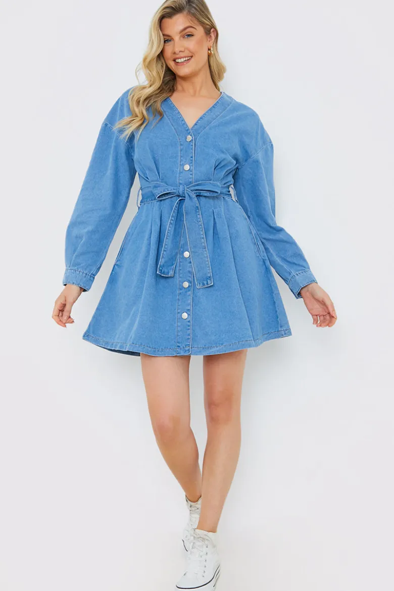 Belted Denim Shirt Dress