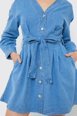 Belted Denim Shirt Dress