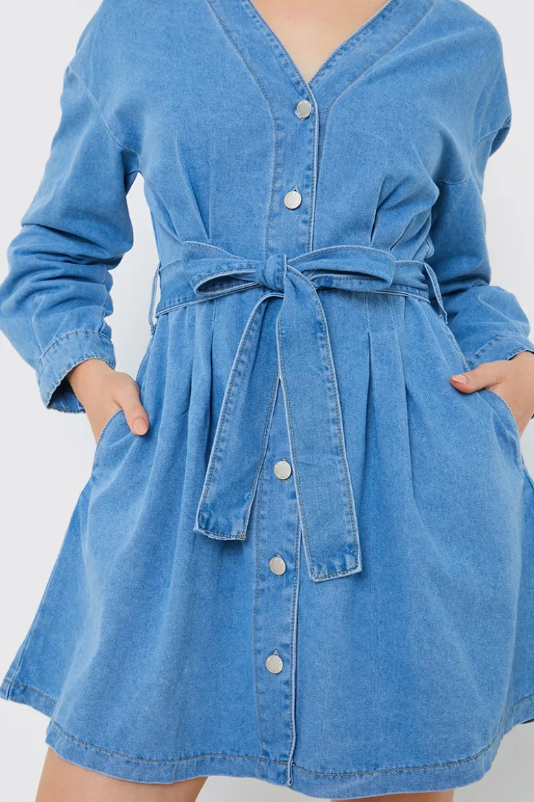 Belted Denim Shirt Dress