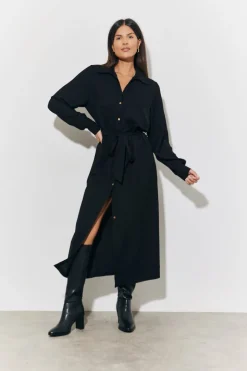 Belted Midi Shirt Dress