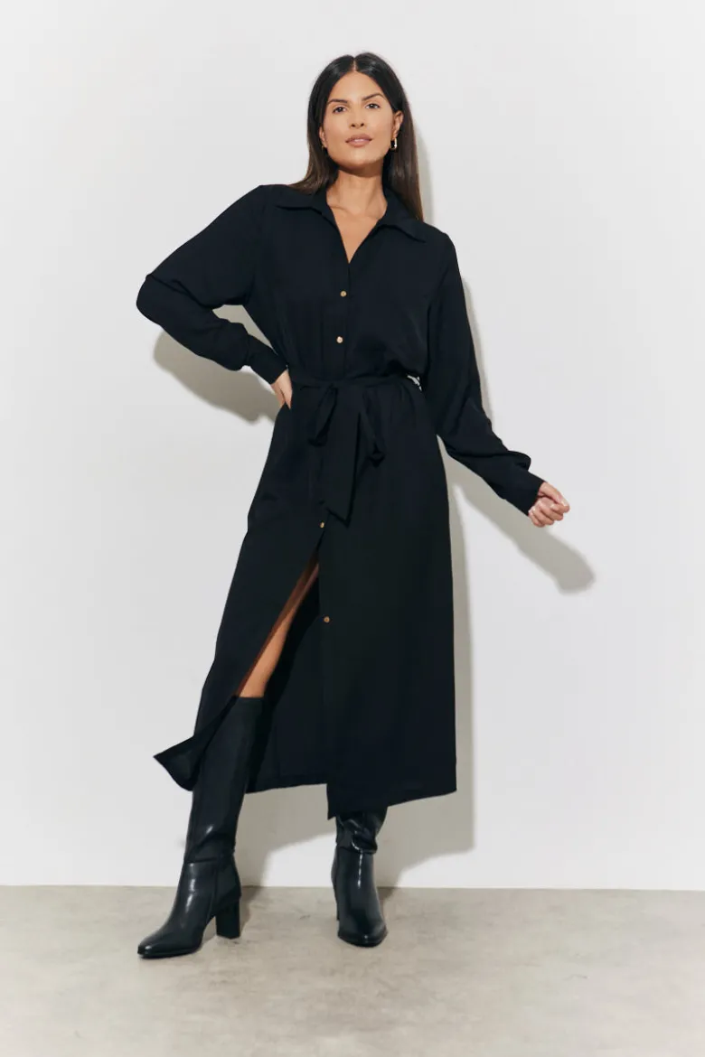 Belted Midi Shirt Dress