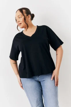 Black and White 2 Pack Slouchy V-Neck T-Shirt