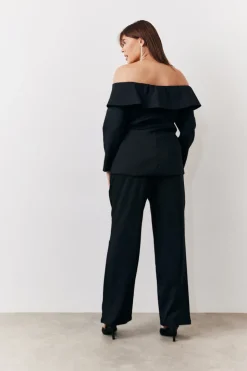 Black Bardot Button Through Blazer
