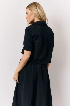 Black Co-Ord Cropped Shirt