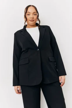 Black Relaxed Pocket Detail Blazer