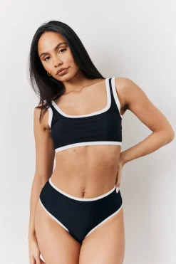 Black Scoop Neck Bikini Top