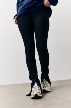 Black Sculpt & Control High Waisted Split Hem Ribbed Legging