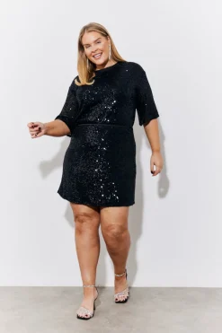 Black Sequin Mini Skirt