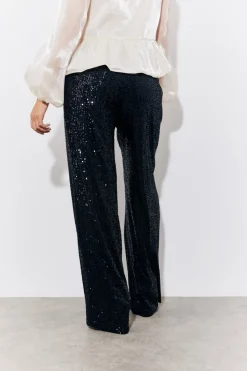 Black Sequin Wide Leg Trouser
