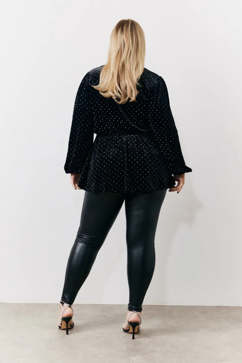 Black Studded Velvet Blouse