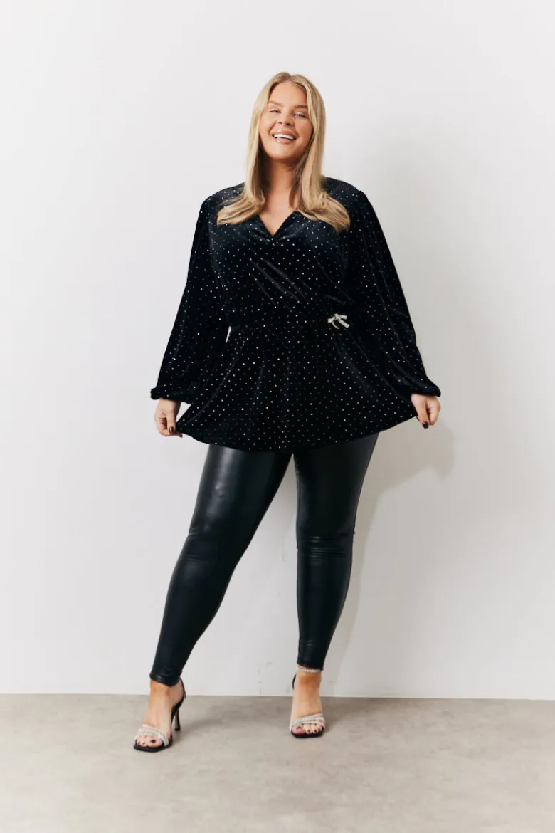 Black Studded Velvet Blouse