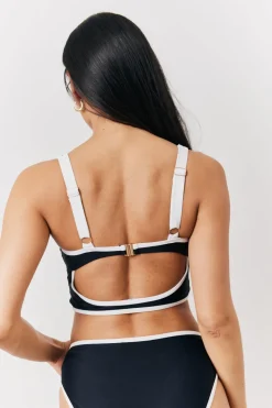Black U Bar Swim Crop Top