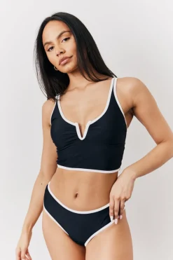 Black U Bar Swim Crop Top