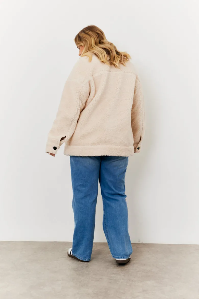 Borg Button Through Jacket with Pockets