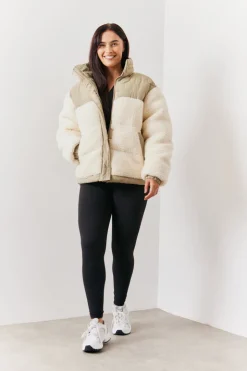 Borg Contrast Puffer Coat
