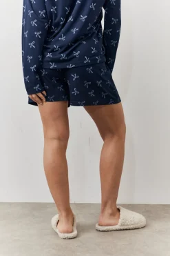 Bow Print Long Sleeve and Short PJ Set