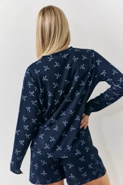 Bow Print Long Sleeve and Short PJ Set