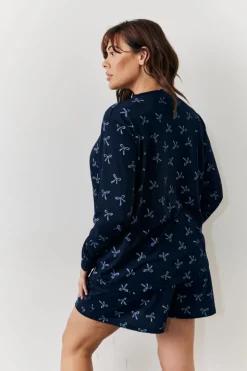 Bow Print Long Sleeve and Short PJ Set