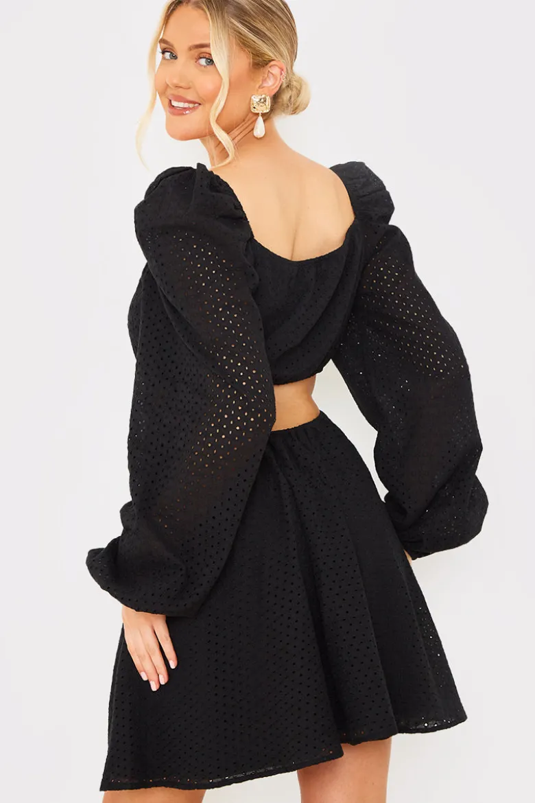 Broderie Cut Out Mini Dress