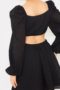 Broderie Cut Out Mini Dress