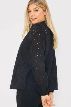 Broderie High Neck Blouse