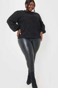 Broderie High Neck Blouse