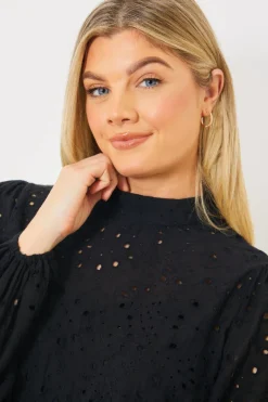 Broderie High Neck Blouse