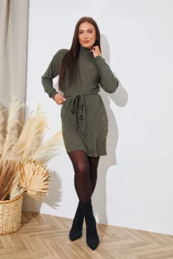 Brushed Rib Loose Belted Dress