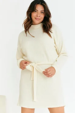 Brushed Rib Loose Belted Dress