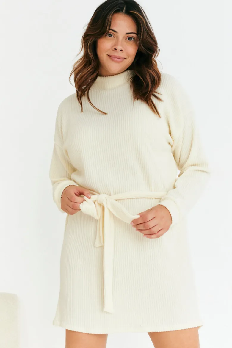 Brushed Rib Loose Belted Dress