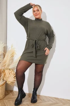 Brushed Rib Loose Belted Dress