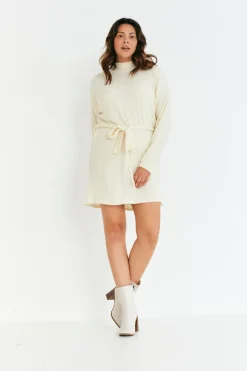 Brushed Rib Loose Belted Dress