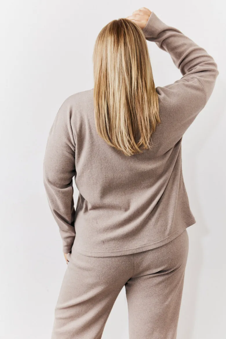 Brushed Rib v Neck Co Ord Top