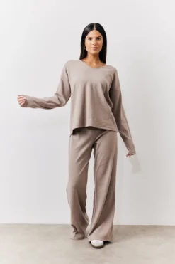 Brushed Rib v Neck Co Ord Top