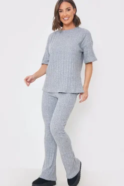 Brushed Rib Wide Leg Trousers