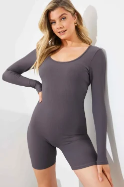 Built-In Bra Long Sleeve Sculpt and Control Short Unitard