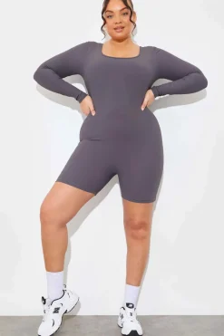 Built-In Bra Long Sleeve Sculpt and Control Short Unitard